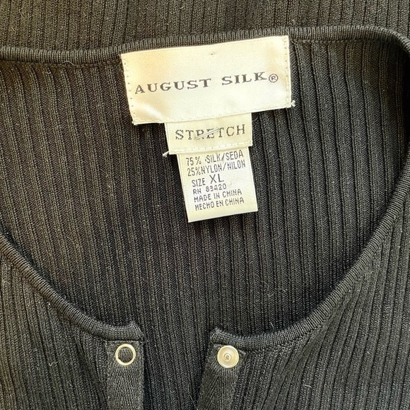 AUGUST SILK Ribbed Cardigan Black Women's Size L Silk Blend Whimsigoth Alt Girl - Picture 3 of 6